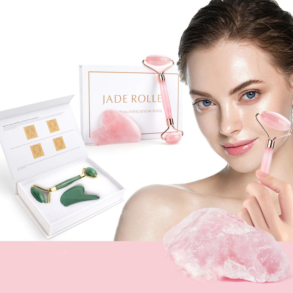 Jade Natural Facial Roller and Gua Sha Set