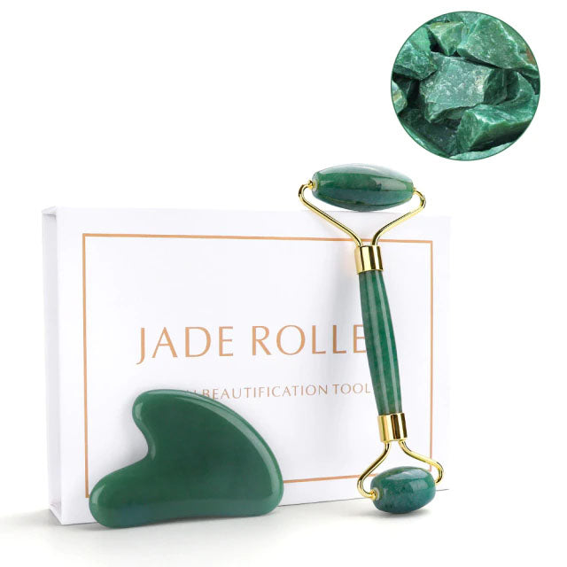 Jade Natural Facial Roller and Gua Sha Set